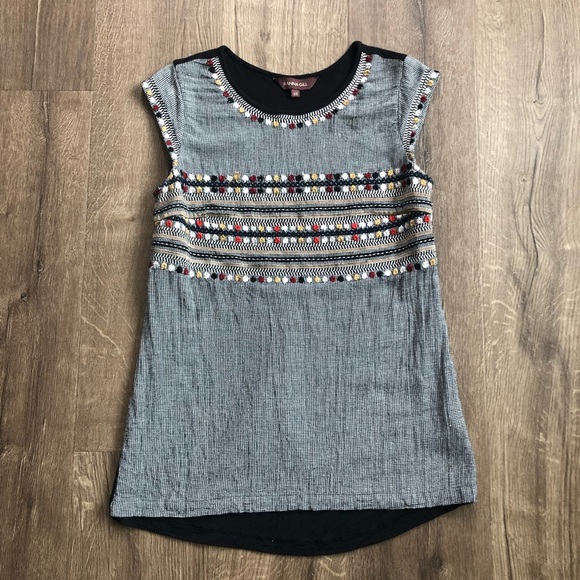 Anthropologie Tops - Anthropologie Ranna Gil Black Embroidered Tank